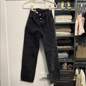 Levi's Black Straight Leg High-Rise Jeans with Button Fly